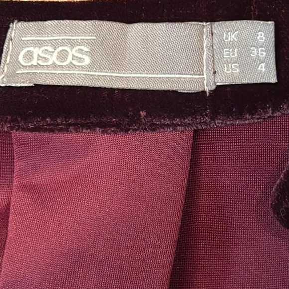 ASOS Velvet Midi Skirt Plum Size 4 - Picture 5 of 8